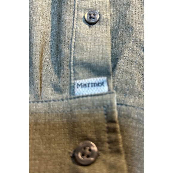 Marmot Mens Long Sleeve Button Up Hiking Shirt Grey Size Med Patterned Flip Cuff - Picture 5 of 11